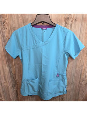 Carhartt Force C12210 Women Turquoise Scrub Top Shirt Size Med - nurse medic